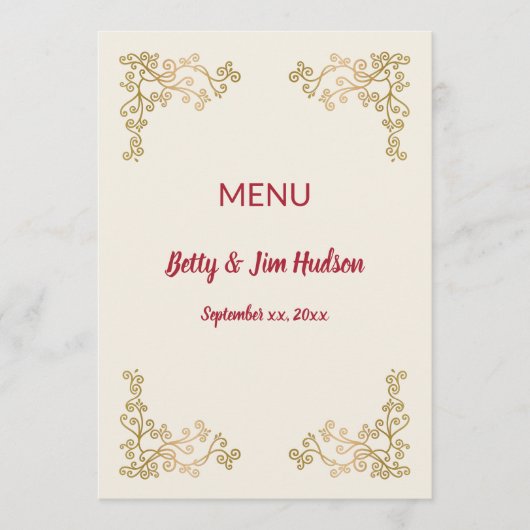 Gouden - 50ste - Jubileum Ontvangst Menu (Voorkant)