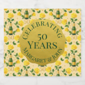 Gouden 50ste Jubileum Sparkling Wijnetiket (Enkel label)