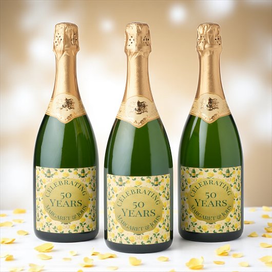 Gouden 50ste Jubileum Sparkling Wijnetiket