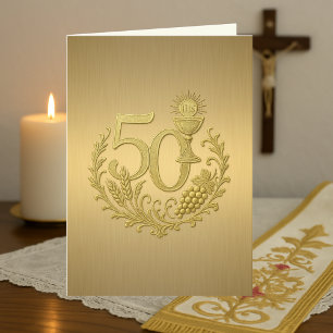 Gouden 50ste priesterwijding voor priester kaart