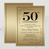 Gouden 50ste trouwdag feest uitnodiging (Voorkant / Achterkant)