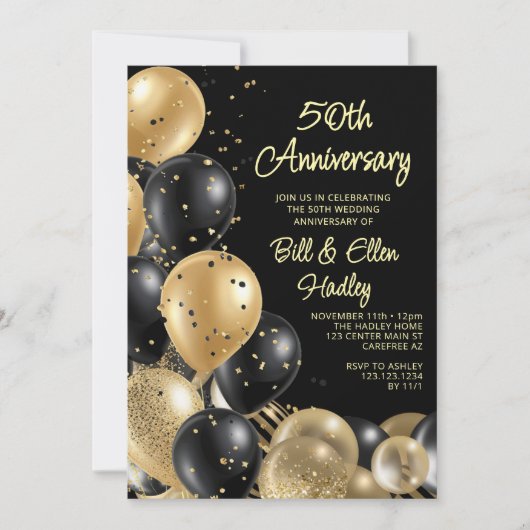Gouden 50ste trouwdag kaart (Voorkant)