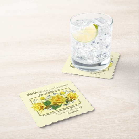 Gouden 50ste trouwdag kartonnen onderzetters (Insitu)