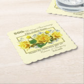 Gouden 50ste trouwdag kartonnen onderzetters (Gebogen)