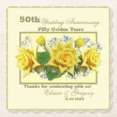 Gouden 50ste trouwdag kartonnen onderzetters (Voorkant)