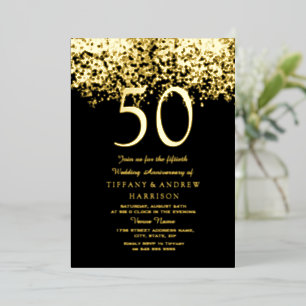 Gouden 50ste trouwjubileum goud folie uitnodiging