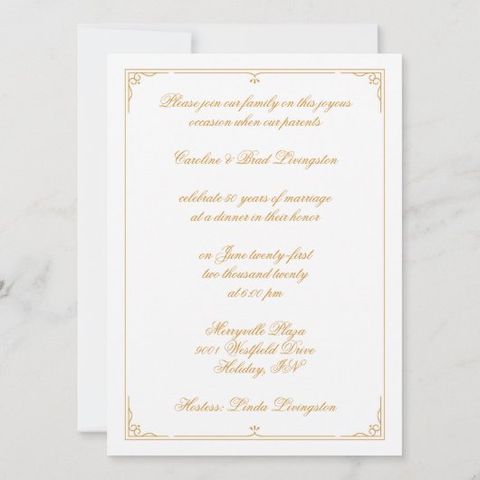 Gouden 50ste verfeestingsfeest kaart (Achterkant)