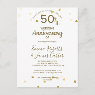 Gouden 50ste verjaardag ansichtkaart uitnodiging briefkaart