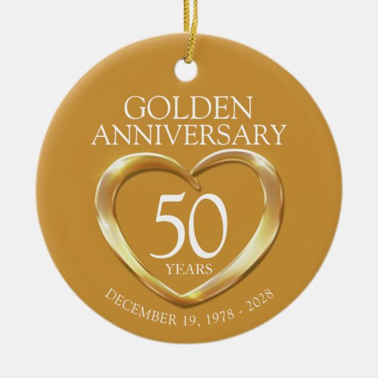 Gouden 50ste verjaardag custom foto cadeau keramisch ornament (Voorkant)