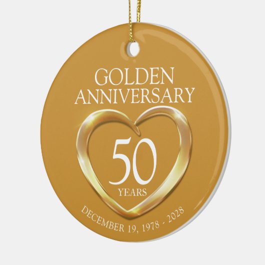 Gouden 50ste verjaardag custom foto cadeau keramisch ornament (Links)