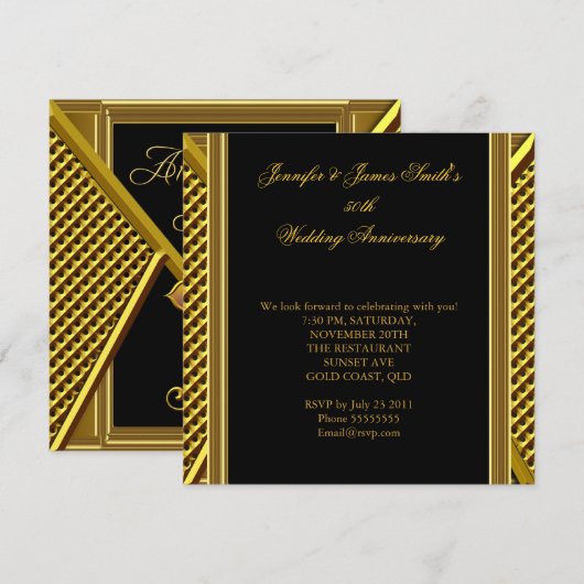 Gouden 50ste verjaardag Elegante trouw goud Kaart (Voorkant / Achterkant)