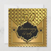 Gouden 50ste verjaardag Elite Elegante Zwart Goud Kaart (Voorkant)