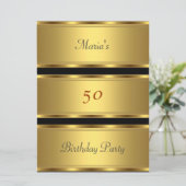 Gouden 50ste verjaardag Feest Goud Zwart Kaart (Staand voorkant)