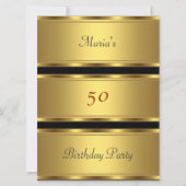 Gouden 50ste verjaardag Feest Goud Zwart Kaart (Voorkant)