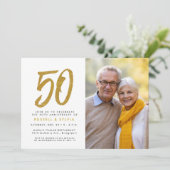 Gouden 50ste verjaardag foto feestje kaart (Staand voorkant)