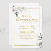 Gouden 50ste verjaardag Groene decoratie Kaart (Voorkant / Achterkant)