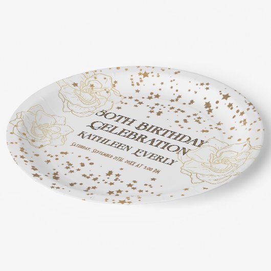 Gouden 50ste verjaardag papieren bordje (Gekanteld)