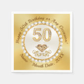 Gouden, 50ste verjaardag servetten gepersonaliseer (Voorkant)
