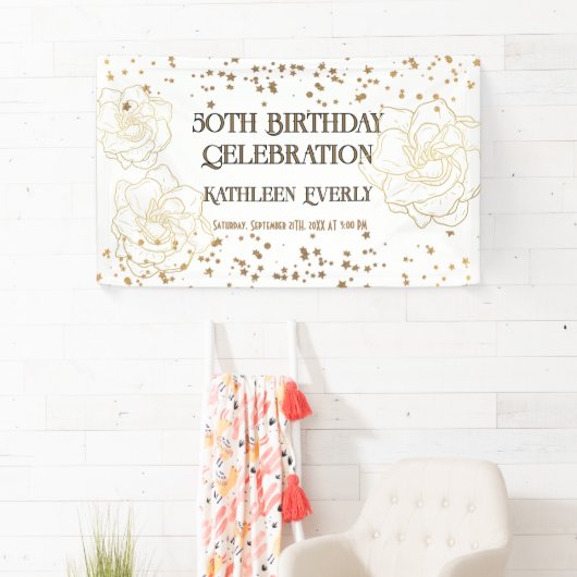 Gouden 50ste verjaardag spandoek (Insitu)