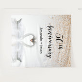 Gouden 50ste verjaardag witte zwanen in liefde wandkleed (Voorkant (horizontaal))