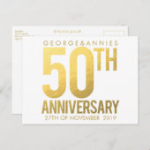 Gouden 50ste verjaardagsfeest Ansichtkaart Uitnodiging Briefkaart (Voorkant / Achterkant)