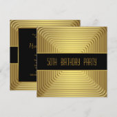 Gouden 50ste verjaardagsfeest kaart (Voorkant / Achterkant)
