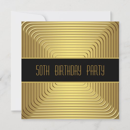 Gouden 50ste verjaardagsfeest kaart (Voorkant)