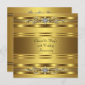 Gouden 50ste verjaardagsfeestje kaart (Voorkant / Achterkant)