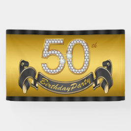 Gouden 50ste verjaardagsfeestje spandoek