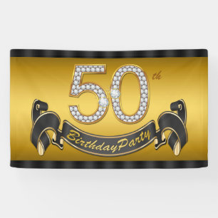 Gouden 50ste verjaardagsfeestje spandoek