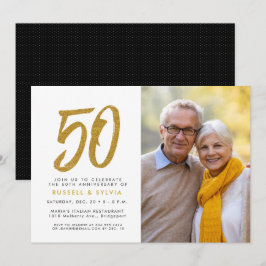 Gouden 50ste verjaardagsfoto feestje kaart