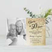 Gouden 50ste verjaardagsfoto kaart (Staand voorkant)