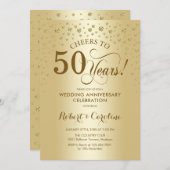 Gouden 50ste verjaardagsviering uitnodiging (Voorkant / Achterkant)