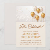 Gouden 53e verjaardag uitnodigingen Ballonnen (Voorkant / Achterkant)