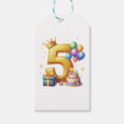 Gouden 5e verjaardag cadeaulabel (Voorkant)
