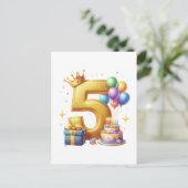 Gouden 5e verjaardag feestdagenkaart (Staand voorkant)