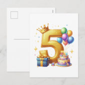 Gouden 5e verjaardag feestdagenkaart (Voorkant / Achterkant)