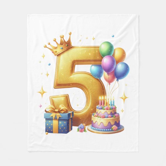 Gouden 5e verjaardag fleece deken (Voorkant)