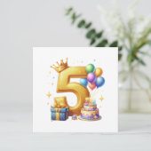Gouden 5e verjaardag kaart (Staand voorkant)