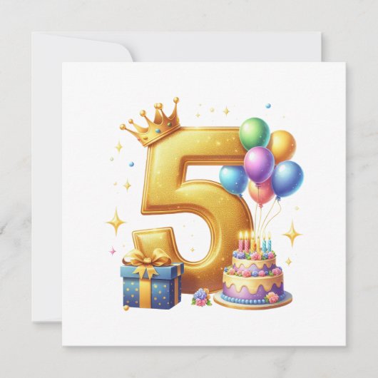 Gouden 5e verjaardag kaart (Voorkant)