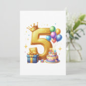 Gouden 5e verjaardag kaart (Staand voorkant)