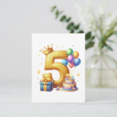 Gouden 5e verjaardag kaart (Staand voorkant)