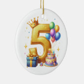 Gouden 5e verjaardag keramisch ornament (Rechts)