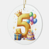 Gouden 5e verjaardag keramisch ornament (Links)