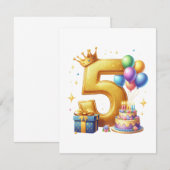 Gouden 5e verjaardag notitiekaartje (Voorkant / Achterkant)