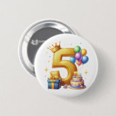 Gouden 5e verjaardag ronde button 5,7 cm (Voorkant /achterkant)