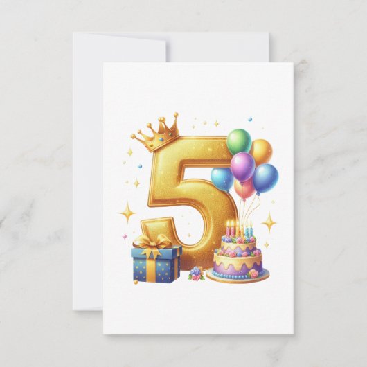 Gouden 5e verjaardag RSVP kaartje (Voorkant)