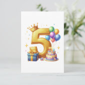 Gouden 5e verjaardag RSVP kaartje (Staand voorkant)