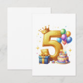 Gouden 5e verjaardag RSVP kaartje (Voorkant / Achterkant)