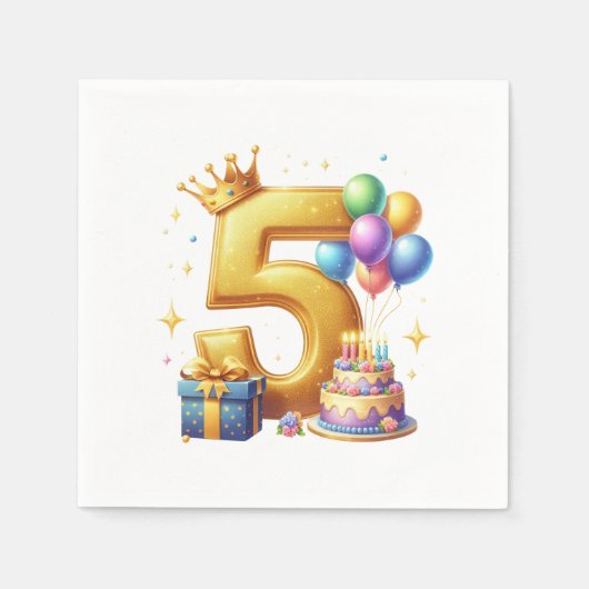 Gouden 5e verjaardag servet (Voorkant)